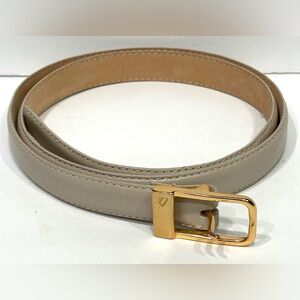 Liz Claiborne Ivory/Tan Bonded Leather Belt Women's Size Large 36" Skinny